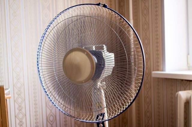 A standing fan.