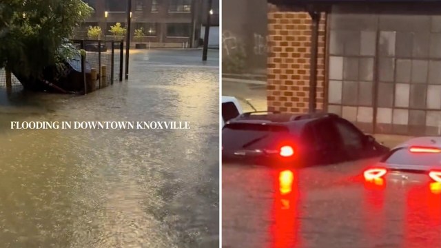 Flooded streets in downtown Knoxville.