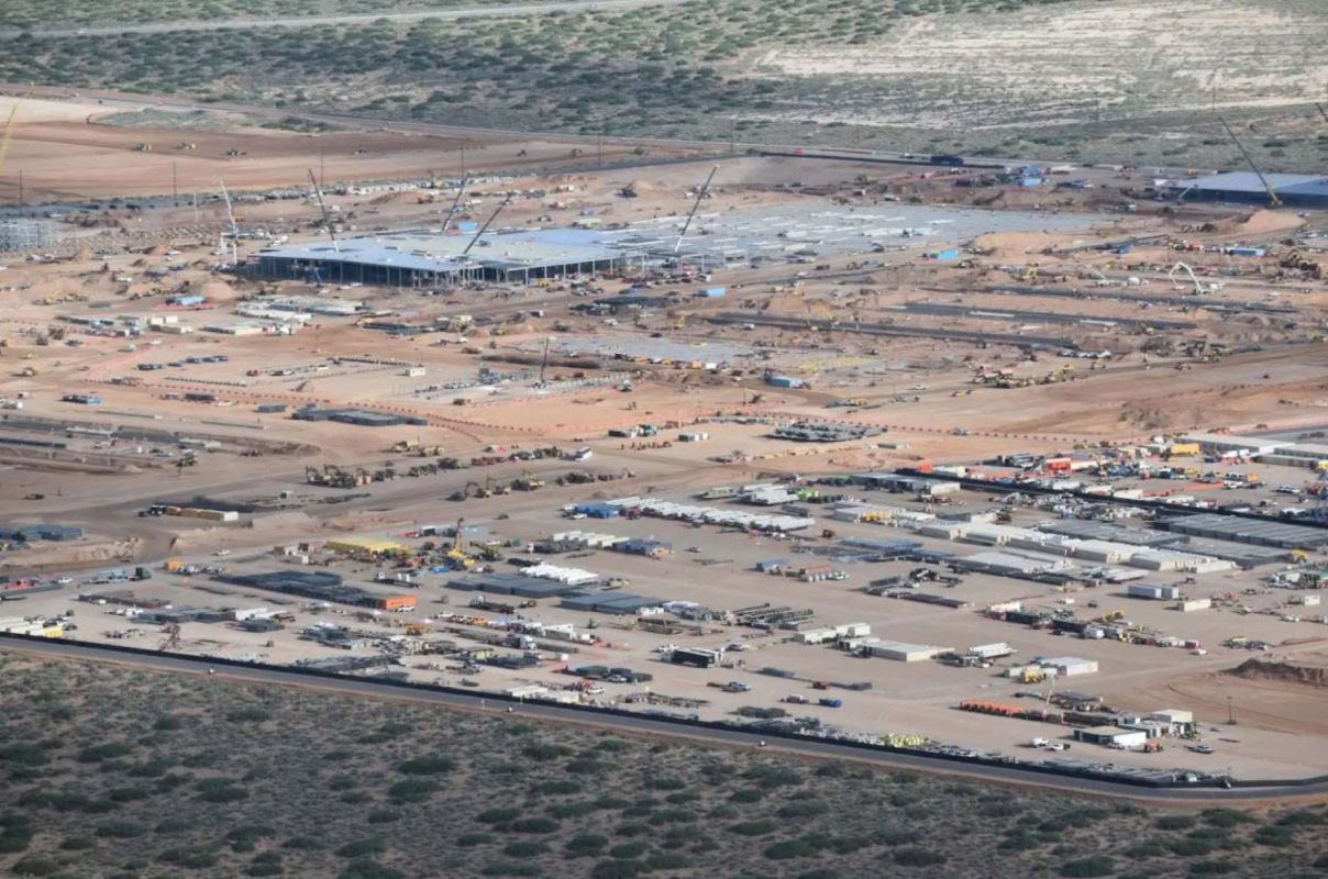 An aerial view of a data center construction site.