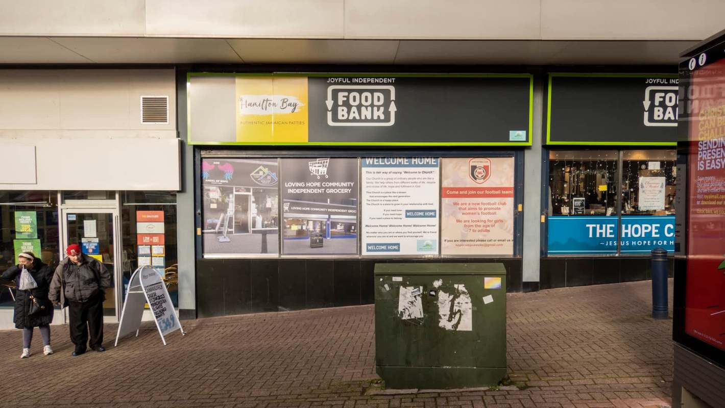 A food bank storefront.