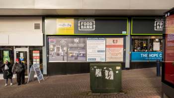 A food bank storefront.