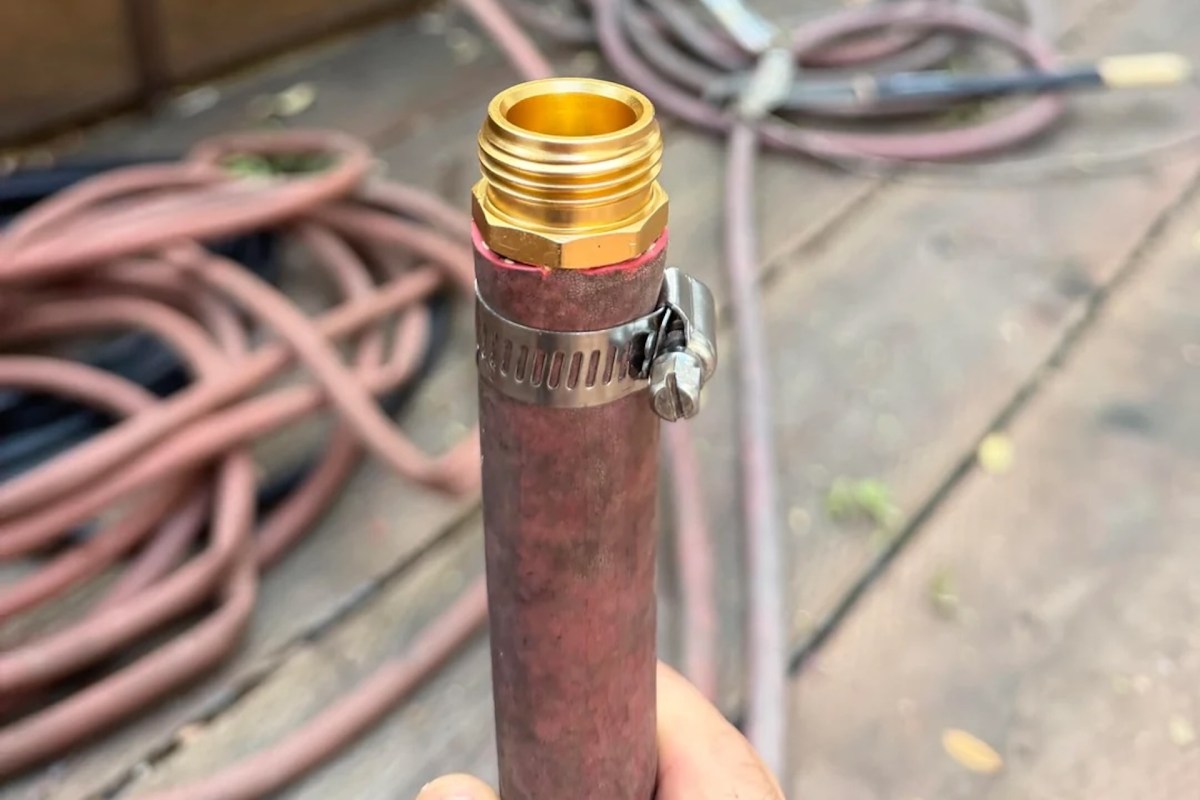 The nozzle of a hose.
