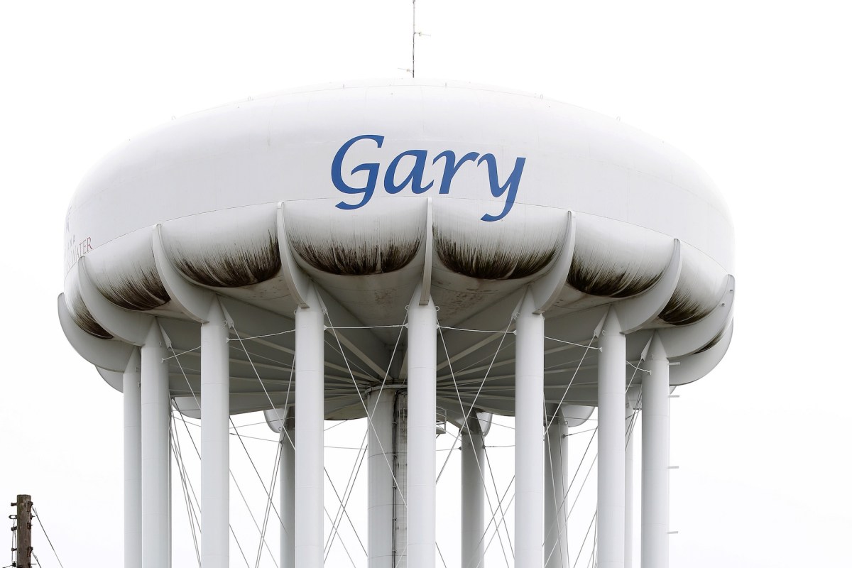A water tower in Gary, Indiana.