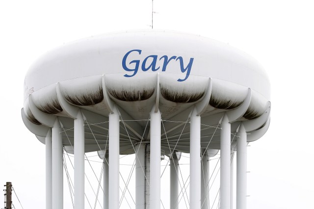 A water tower in Gary, Indiana.