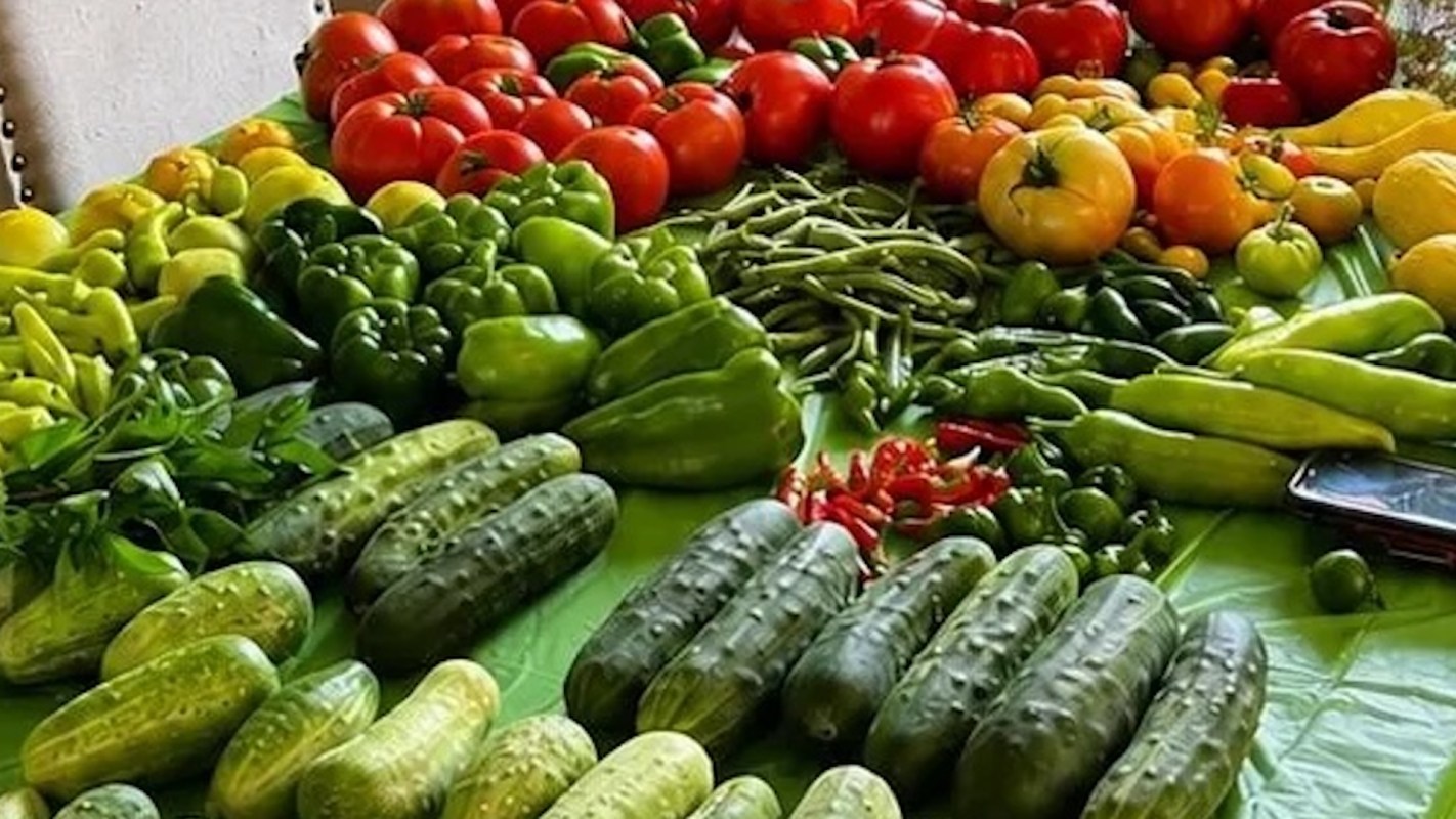 Fresh produce on a table.