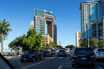 A road with a lot of traffic.