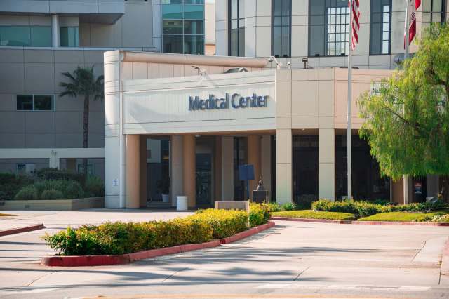 The entrance to a medical center.