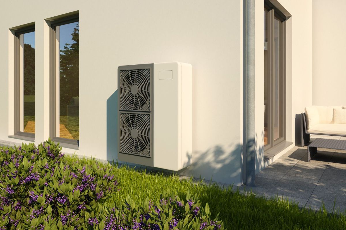 Heat pumps outside a house.
