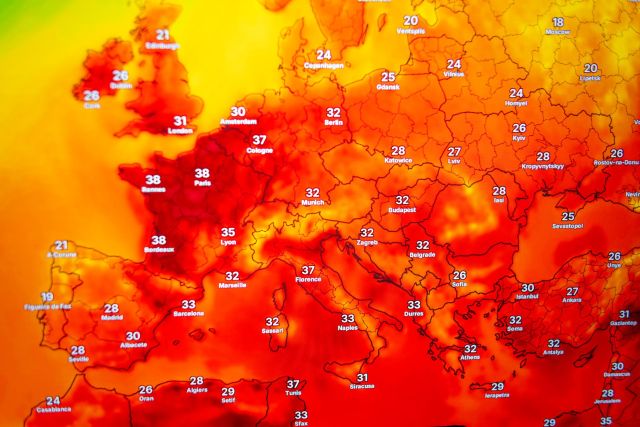 A weather map displaying high temperatures across Europe.
