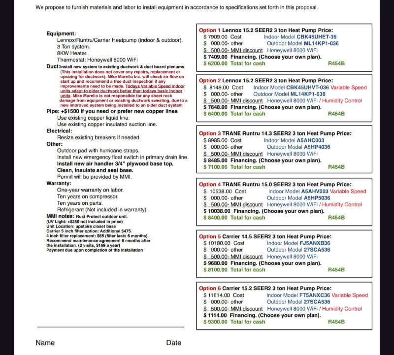 An outline of six heat pump installation options.