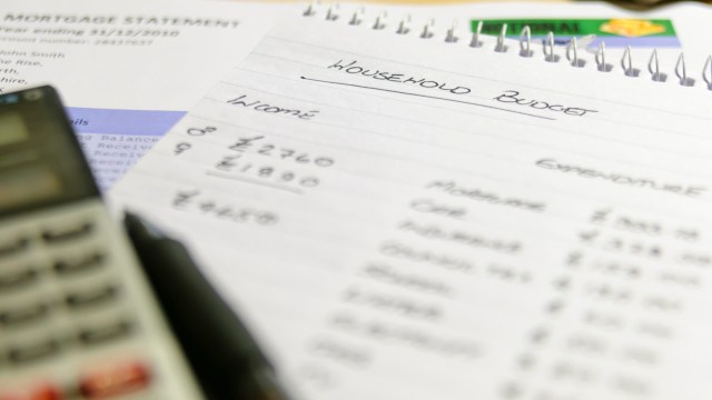A notepad with a household budget.