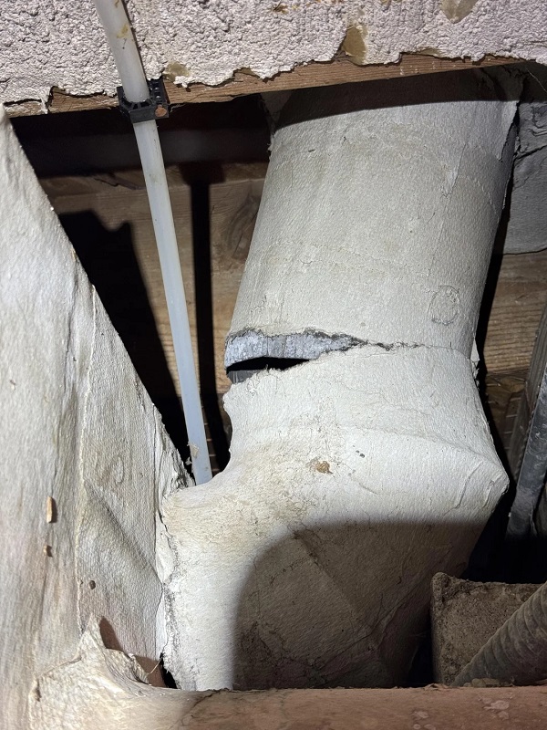 A gap in ducting.