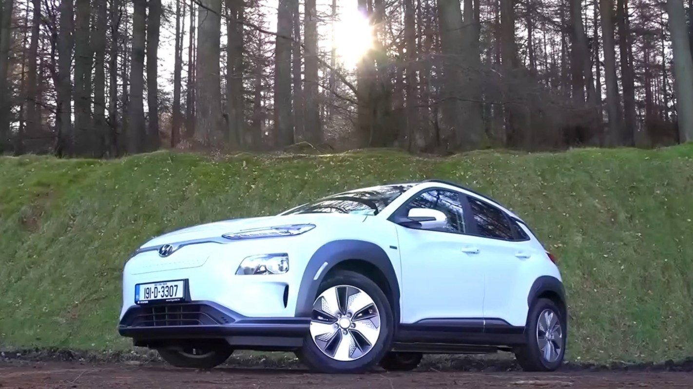A white electric vehicle.