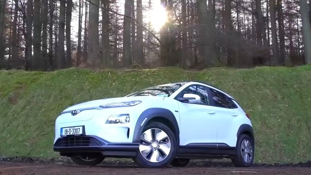 A white electric vehicle.