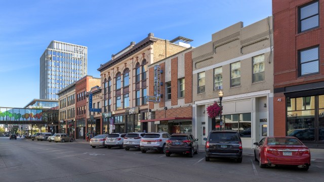 A commercial street in Fargo, North Dakota.
