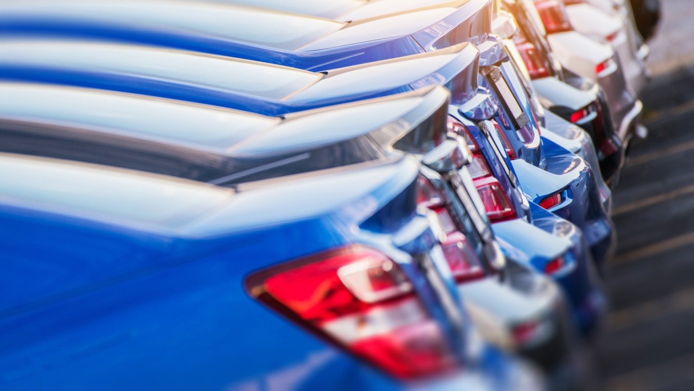 A row of new cars.