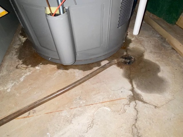 A leaky water heater. 