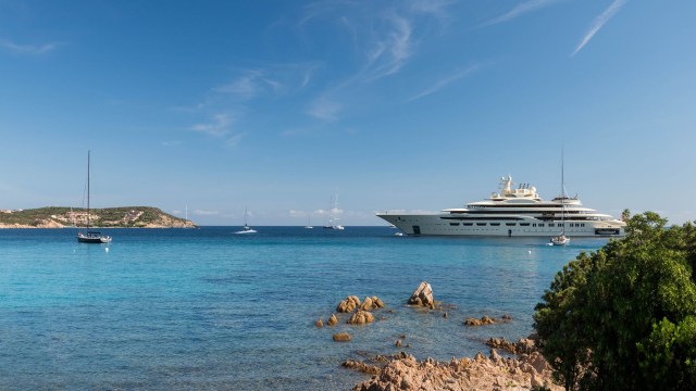 A luxury yacht off the coast of Italy.