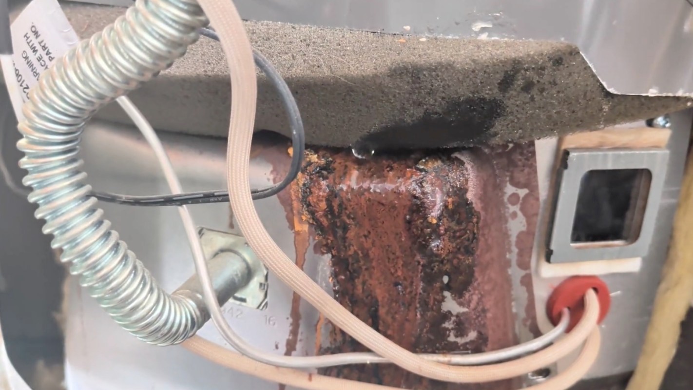 A leaking water heater.