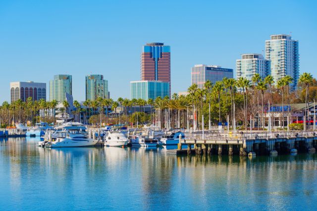 A skyline view of Long Beach, California.