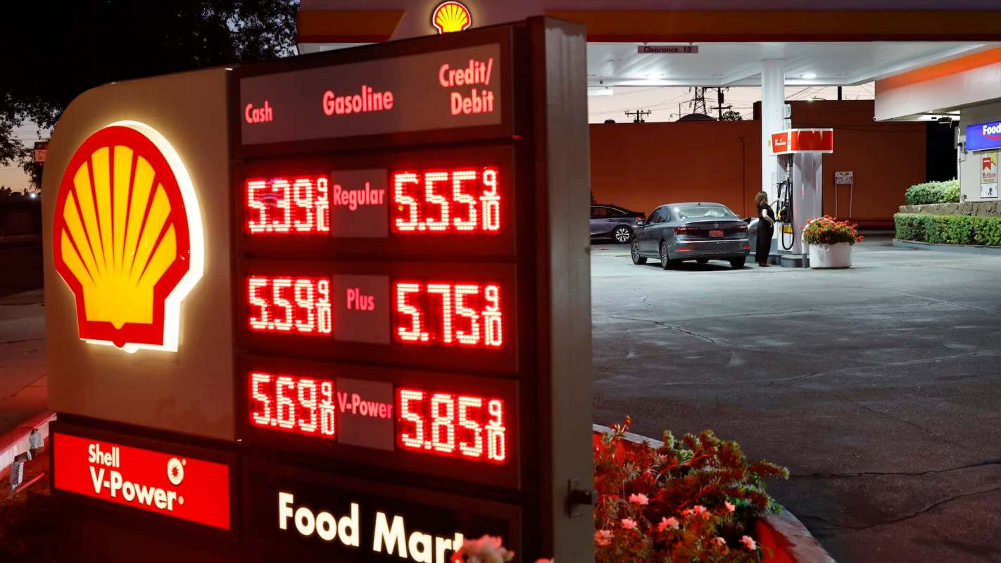 A Shell station with fuel prices starting at $5.39.