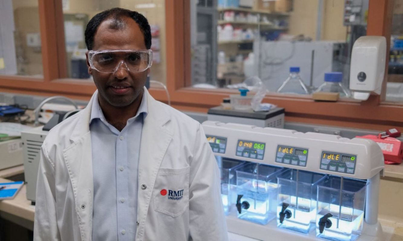 RMIT University Associate Professor Biplob Pramanik in the laboratory