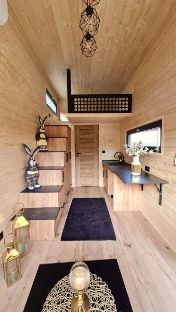 The interior of a tiny house.