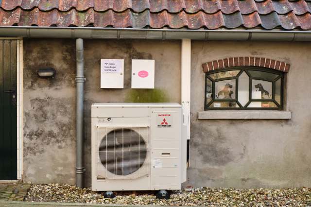 An outdoor air conditioner.
