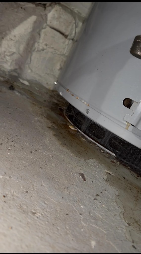 A leak under a water heater.