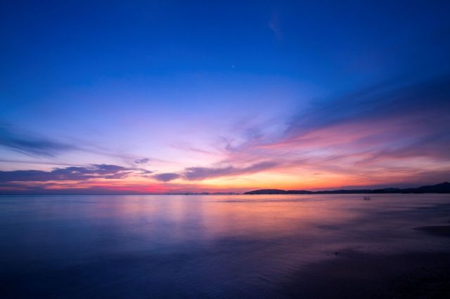 A sunset reflecting on the ocean.