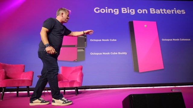 Octopus Energy CEO Greg Jackson presenting new products at a tech event.