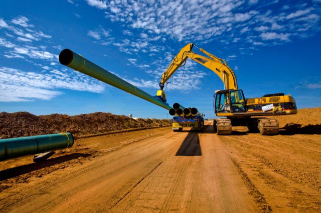 A gas pipeline being laid.