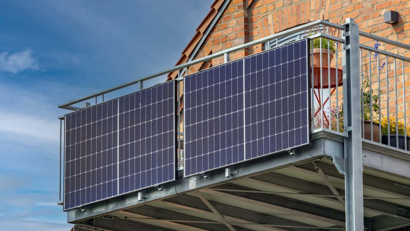 Solar panels on a balcony.