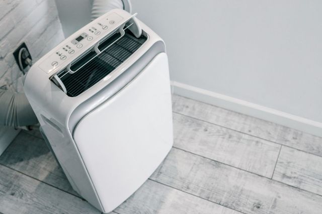 A portable air conditioner.