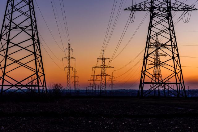 High-voltage power lines.