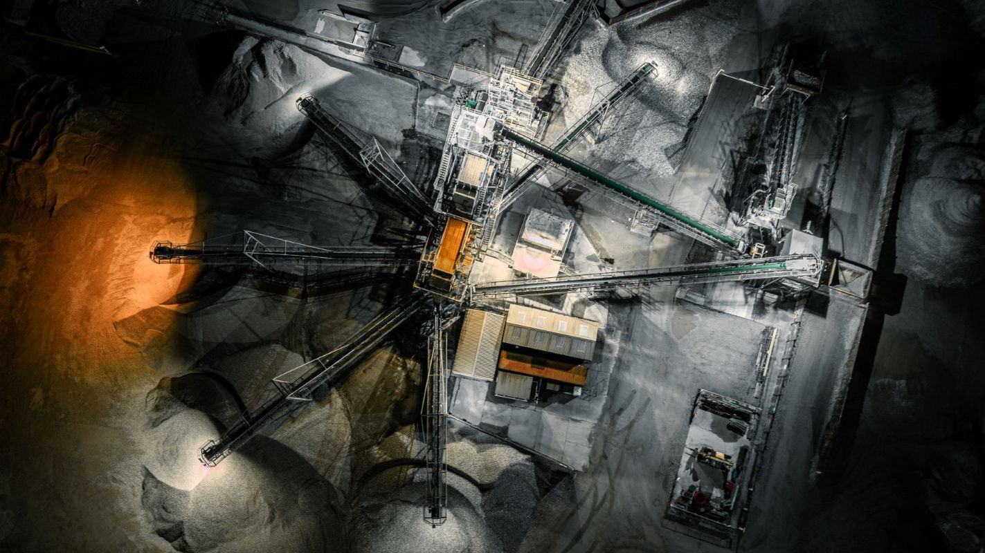 A quarry at night.