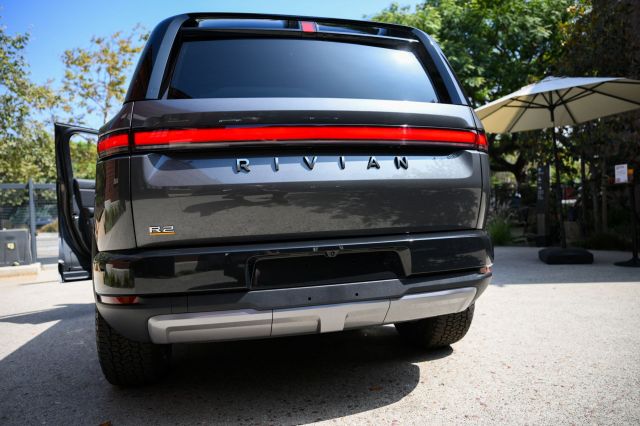 The back of a Rivian R2.