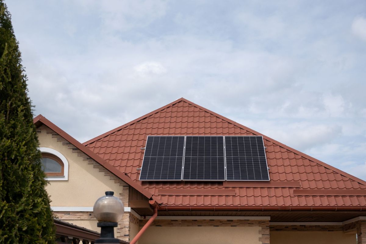 A house with rooftop solar.