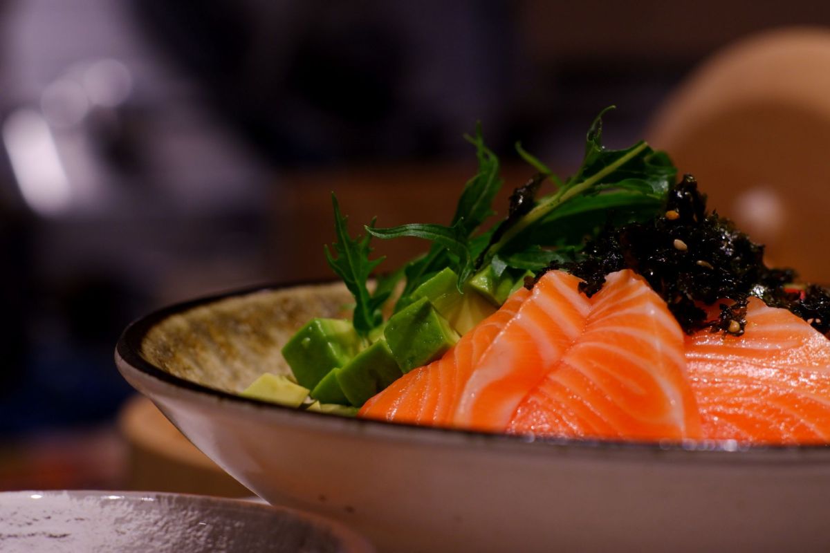 Salmon in a bowl.