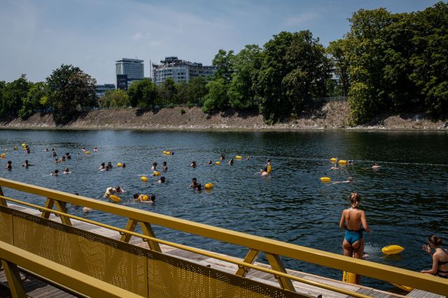 People swimming in the Seine.