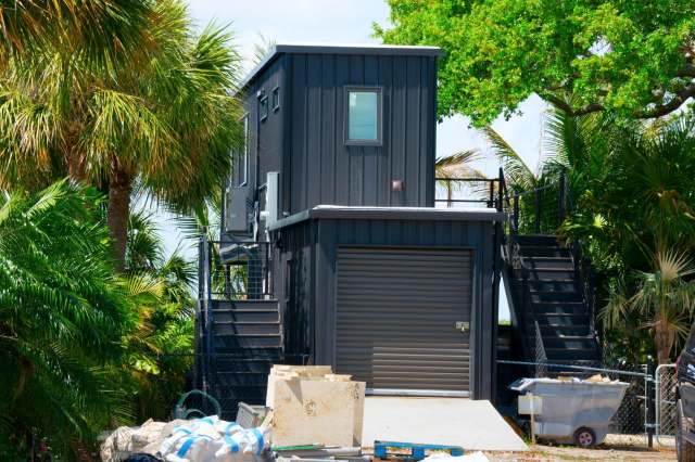A shipping container tiny home.