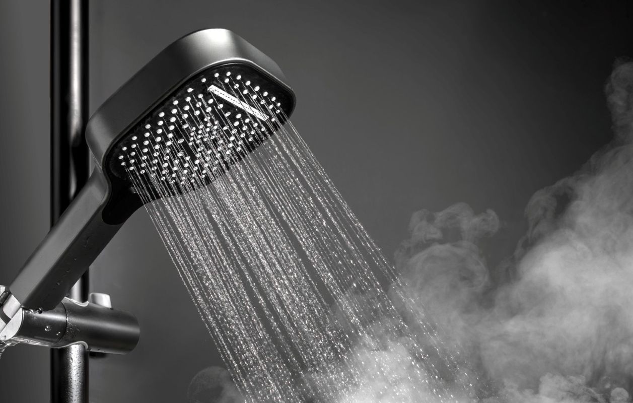 Water from a showerhead.