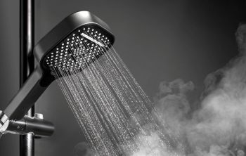 Water from a showerhead.