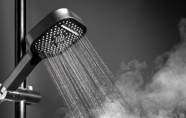 Water from a showerhead.