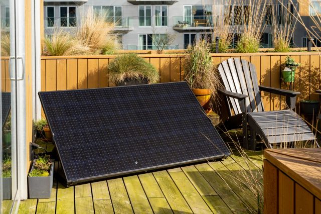 A solar panel on a terrace.