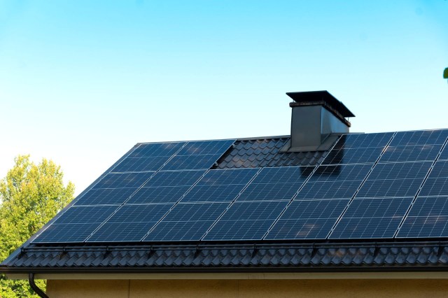 Solar panels on a roof.