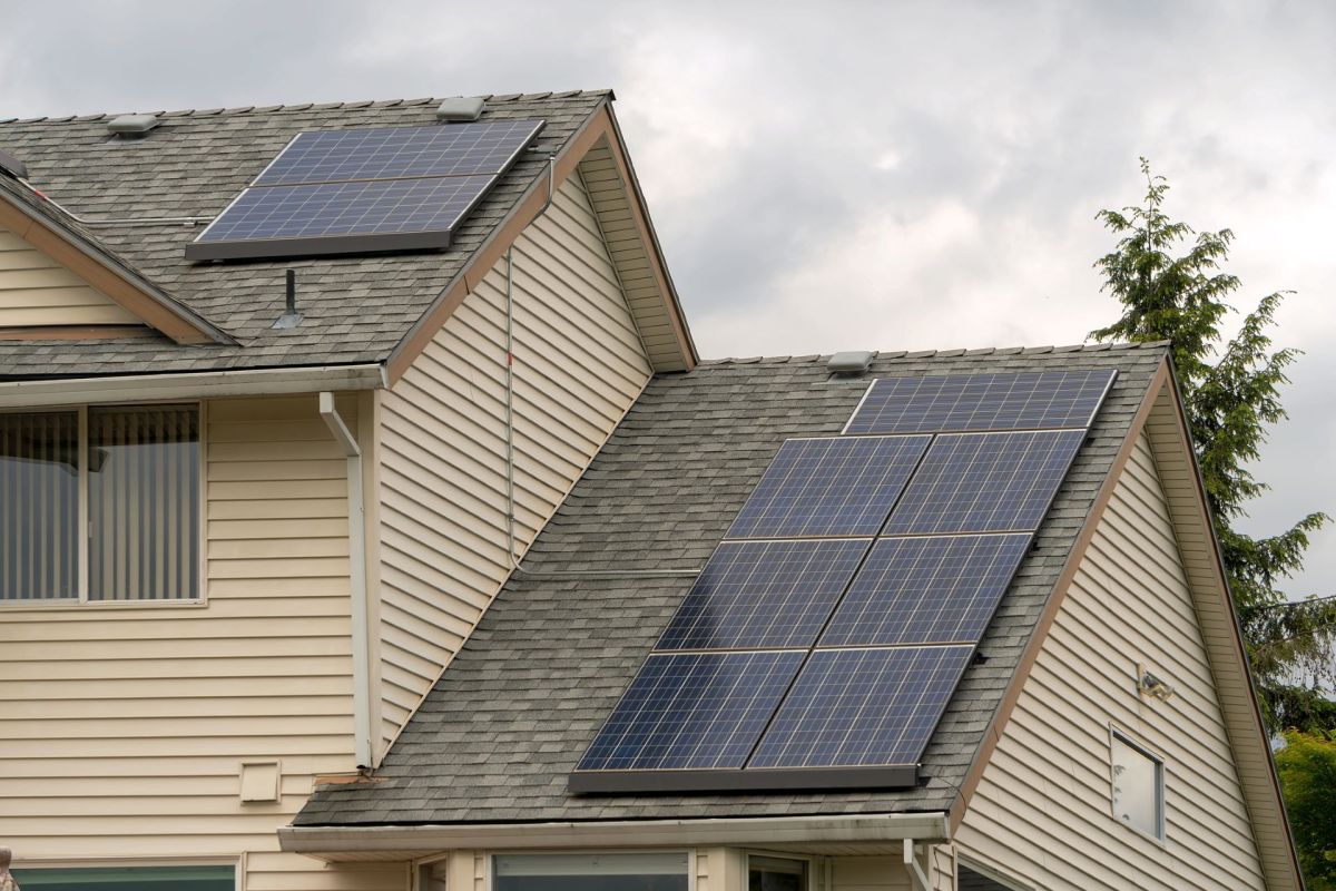 Solar panels on a house.