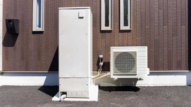 An outdoor hot water supply system.