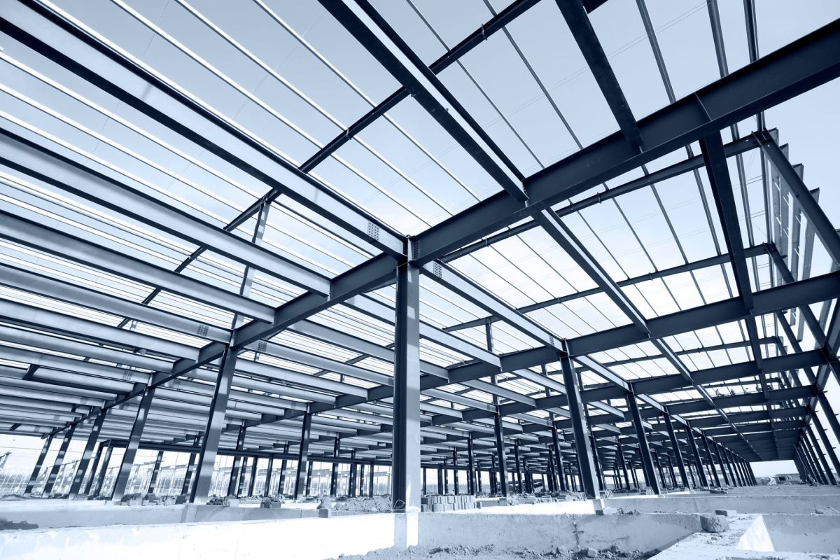 A steel frame structure.