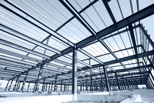 A steel frame structure.